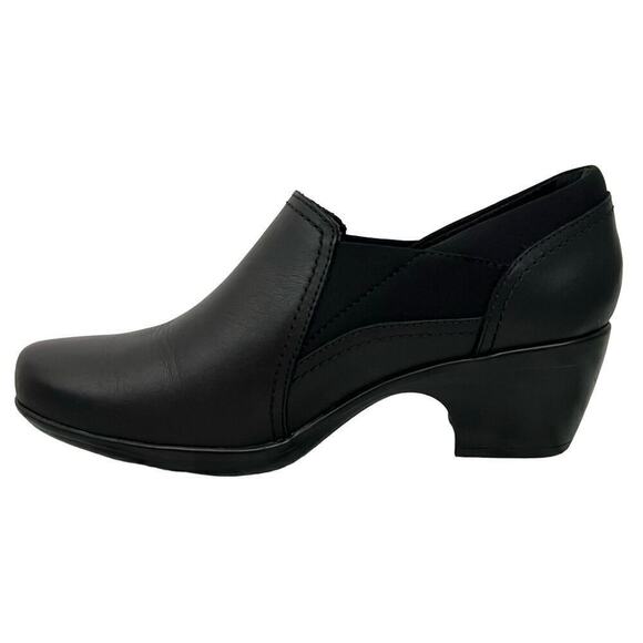 Clarks Emily Amelia Black Leather Loafer Pump Women’s Sz 7.5M Comfort Shoe - Picture 2 of 13